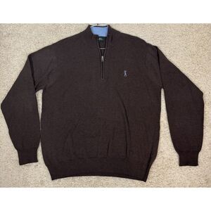 Bobby Jones Men's  1/4 Zip 100% Cotton Pullover Golf‎ Sweater Brown Size Large